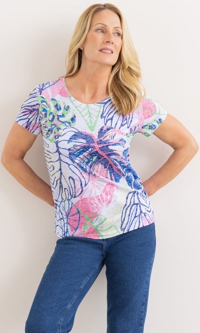 Anna Rose Embellished Garden Print Top
