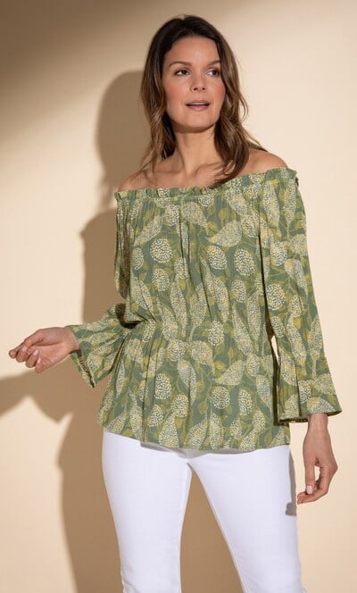 Printed Bardot Top