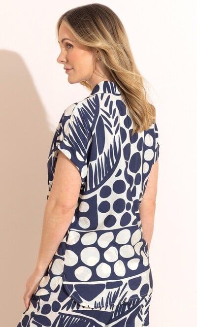 Anna Rose Spot Printed Short Sleeve Blouse