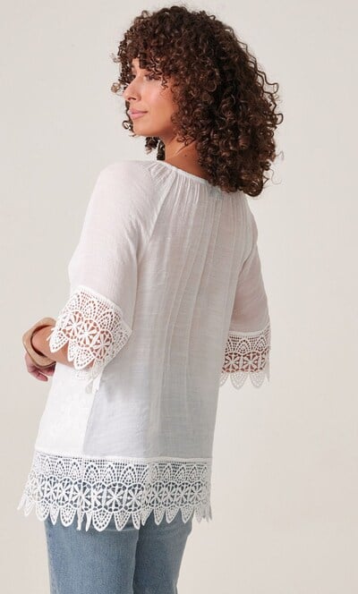 Floral Embroidery and Crochet Top