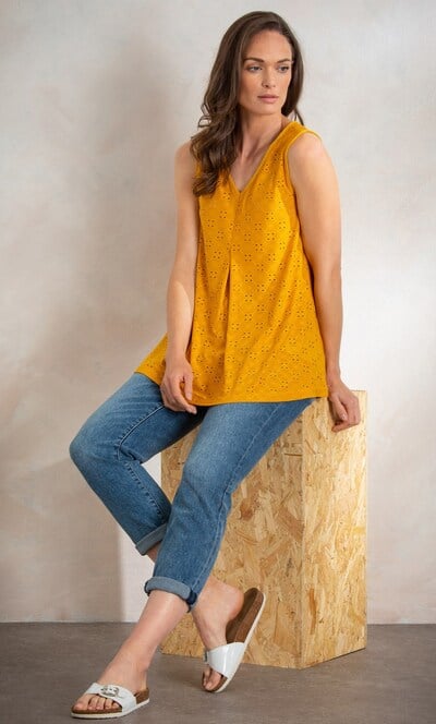 Eyelet Cut Sleeveless Top
