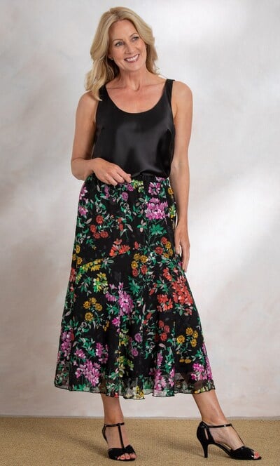 Anna Rose Floral Print Bias Cut Midi Skirt