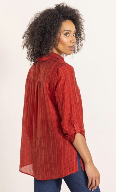 Striped Button Cuff Blouse