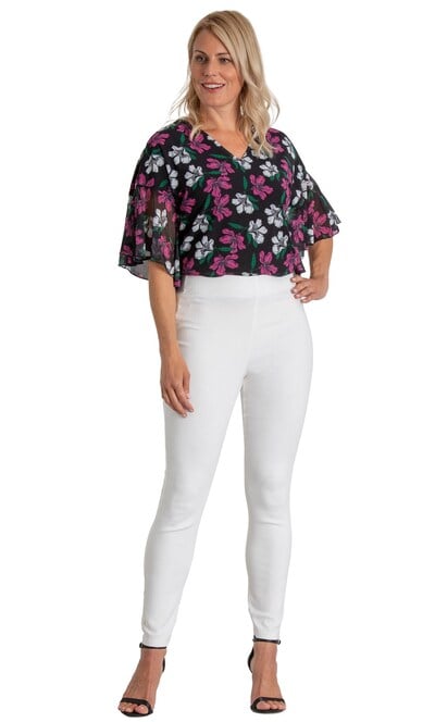 Textured Pull On Slim Leg Trousers