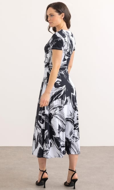 Printed Wrap Over Midi Dress