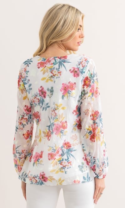 Floral Shimmer Frill Top