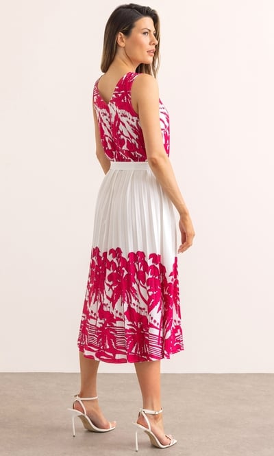 Pleated Border Printed Dress