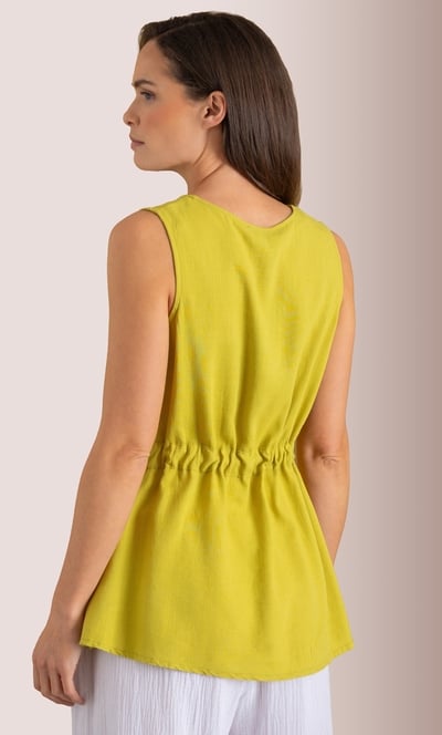 Sleeveless Tie Waist Linen Blend Top
