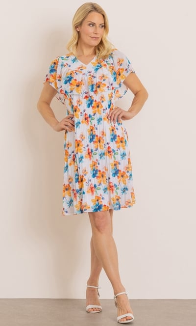 Floral Print Pleated Dress