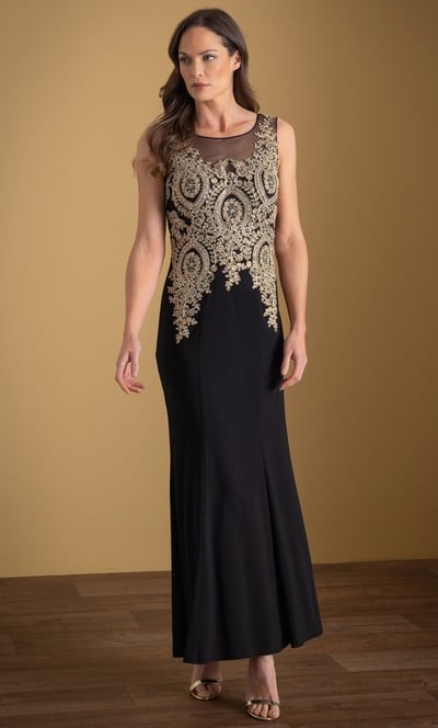 Embellished Sleeveless Maxi Evening Dress