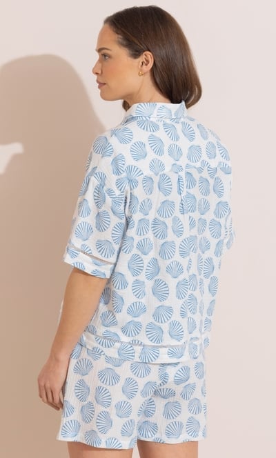 Short Sleeve Shell Printed Cotton Blouse