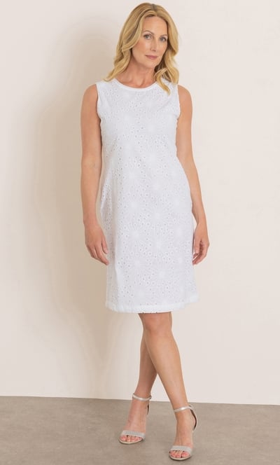 Anna Rose Broderie Anglaise Cotton Shift Dress