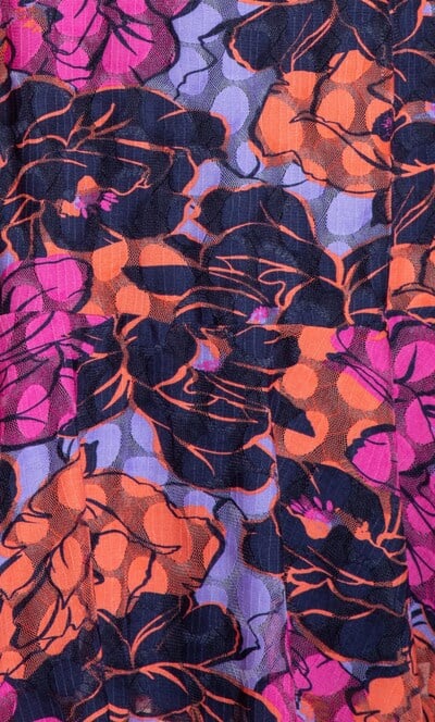 Floral Printed Lace Mesh Dress