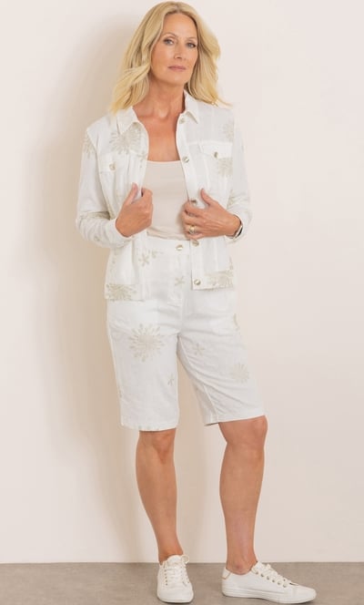 Anna Rose Embroidered Linen Blend Shorts