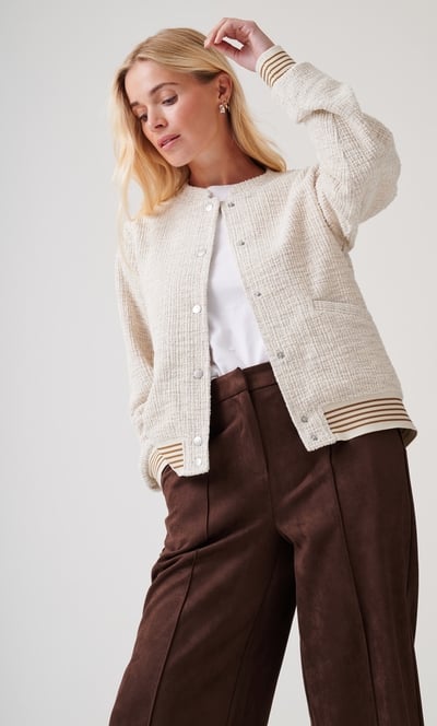 Shimmer Boucle Bomber Jacket