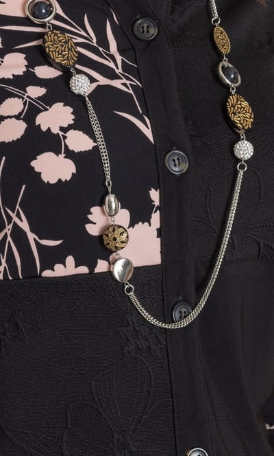 Anna Rose Patchwork Blouse With Necklace