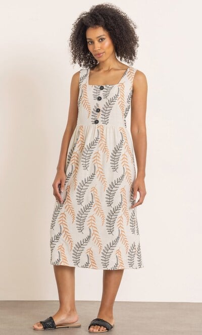 Leaf Embroidered Sleeveless Dress