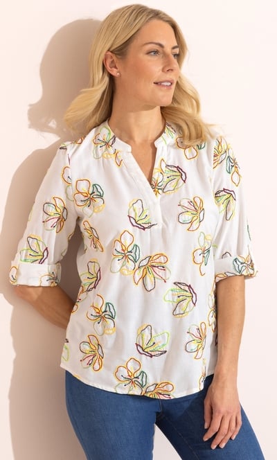 Anna Rose Floral Embroidered Top