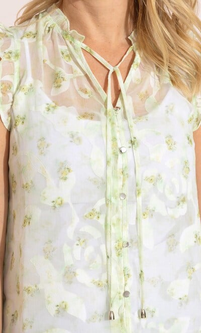 Anna Rose Floral Print Tie Neck Blouse