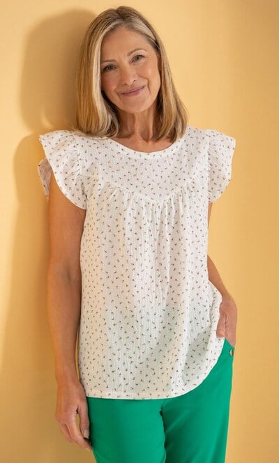 Anna Rose Floral Printed Cotton Top