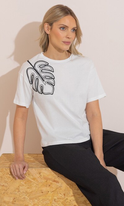Embellished Leaf Sequin T-Shirt