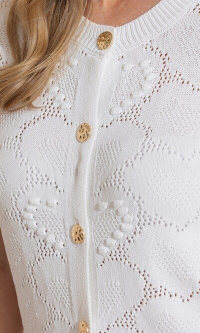 Short Sleeve Heart Knitted Cardigan
