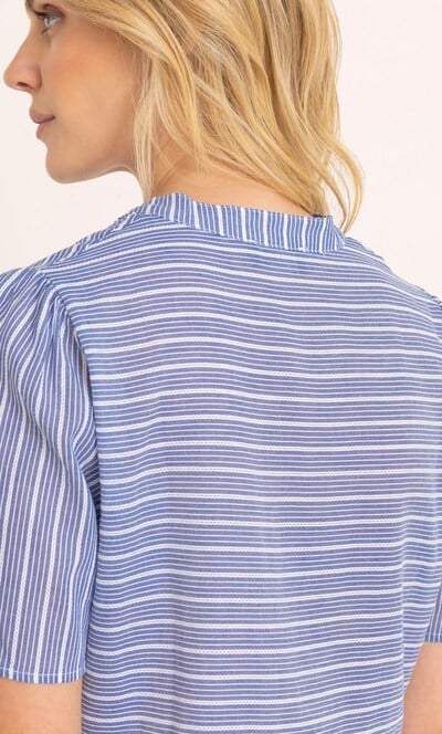 Short Sleeve Striped Cotton Tunic Dress