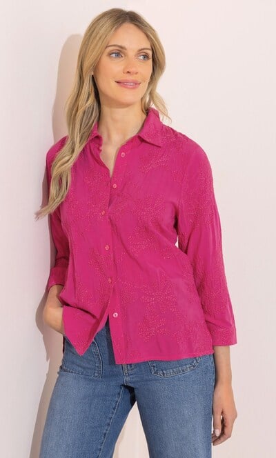 Embroidered Three Quarter Sleeve Blouse