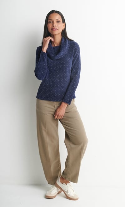 Anna Rose Embellished Cowl Neck Chenille Jumper