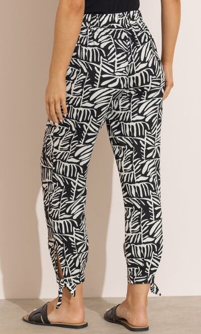 Printed Tie Hem Cropped Trousers