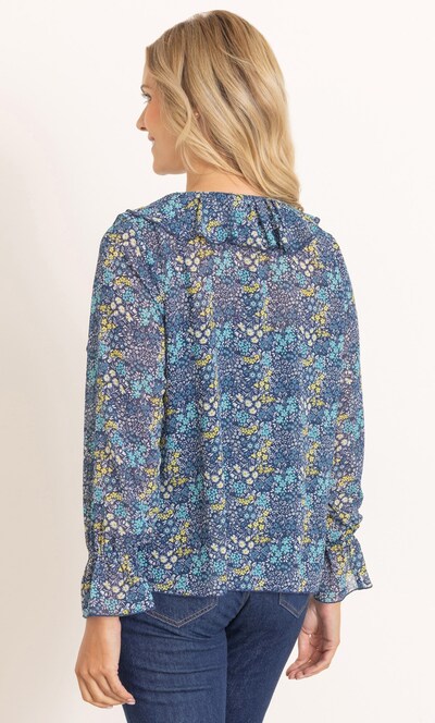 Ditsy Frilled Long Sleeve Top