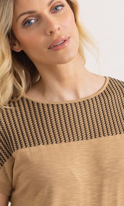 Crochet Knit Panel Jersey Top
