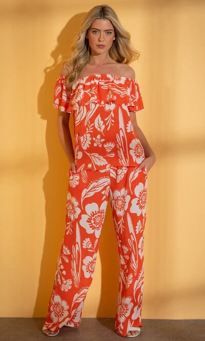 Floral Printed Wide Leg Trousers