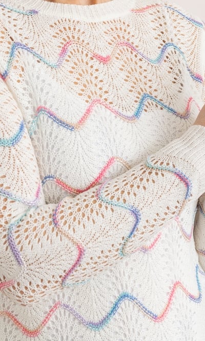 Anna Rose Wave Design Pointelle Knit Jumper