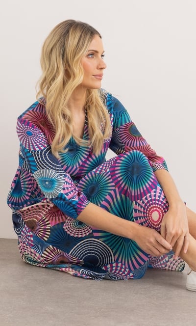 Circle Print Lightweight Relaxed Fit Dress