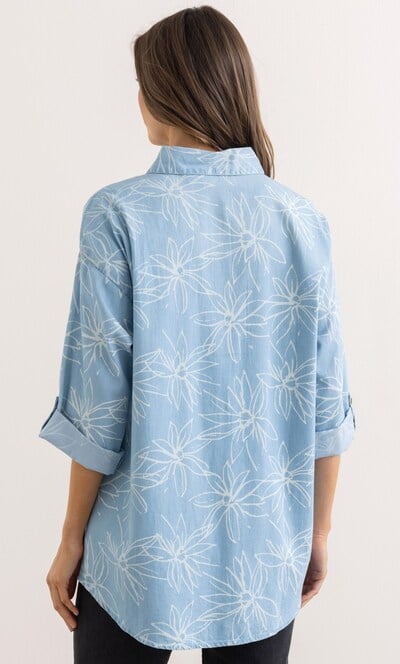 Floral Print Oversized Cotton Shirt