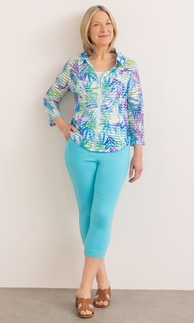 Anna Rose Printed Sheer Striped Jacket