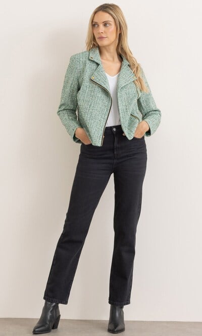 Textured Shimmer Biker Jacket