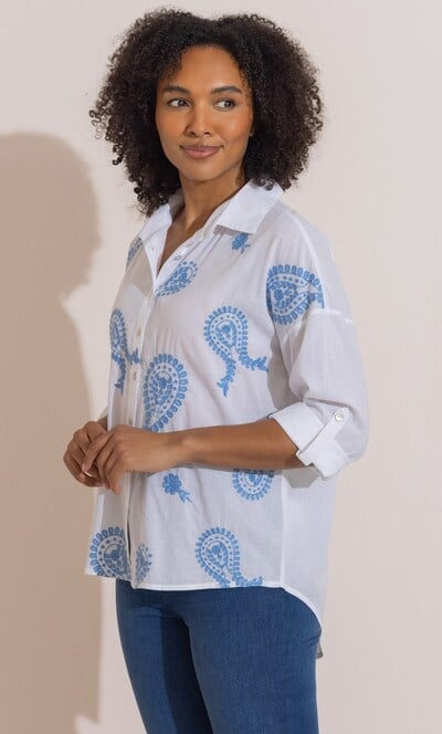 Paisley Embroidered Cotton Shirt