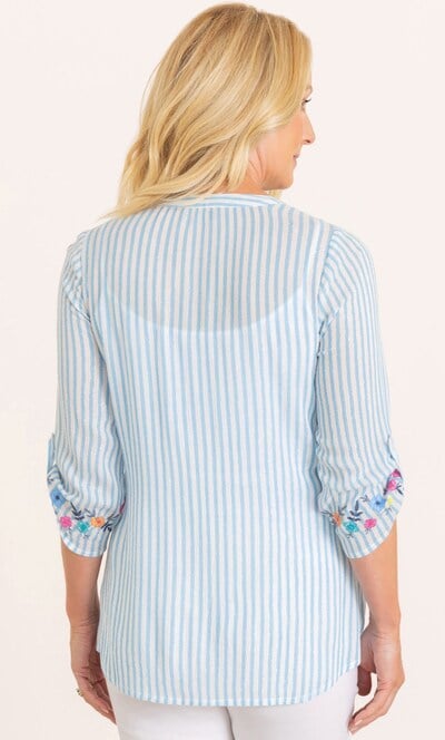 Anna Rose Embroidered And Shimmer Stripe Top