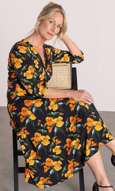 Anna Rose Printed Twist Front ITY Dress