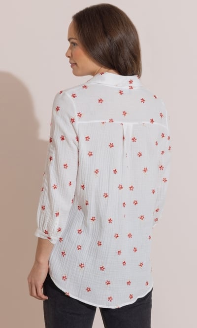 Floral Embroidered Textured Cotton Blouse