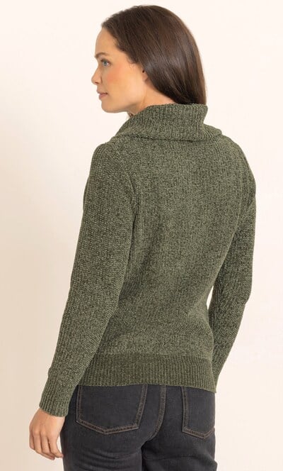Cowl Neck Long Sleeve Chenille Knitted Jumper