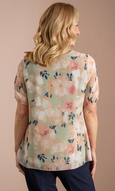 Anna Rose Lace Trim Print Top