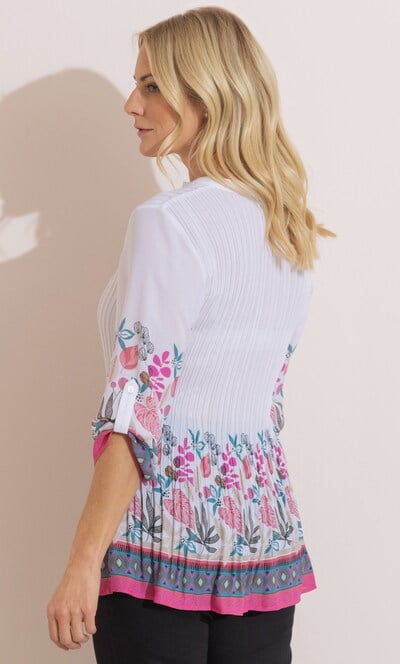 Anna Rose Border Print Pleated Top