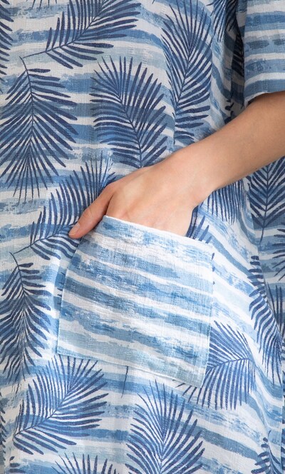 Leaf And Stripe Print Cotton Tunic Top