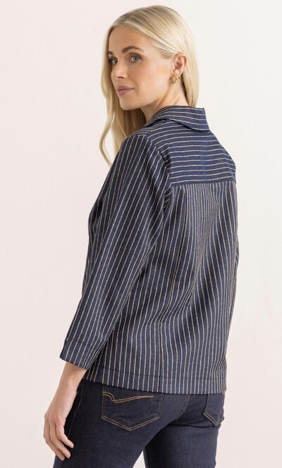 Striped Three Quarter Sleeve Blazer