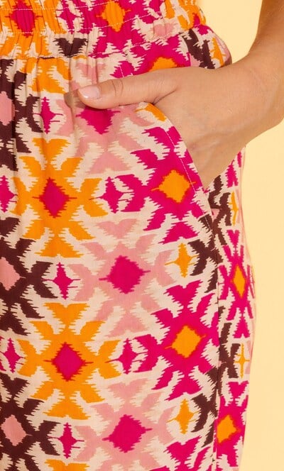 Aztec Print Cropped Wide Leg Trousers
