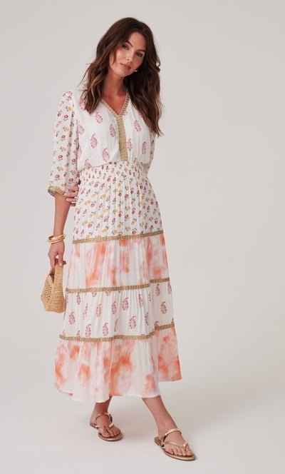 Floral Printed Folk Style Maxi Dress