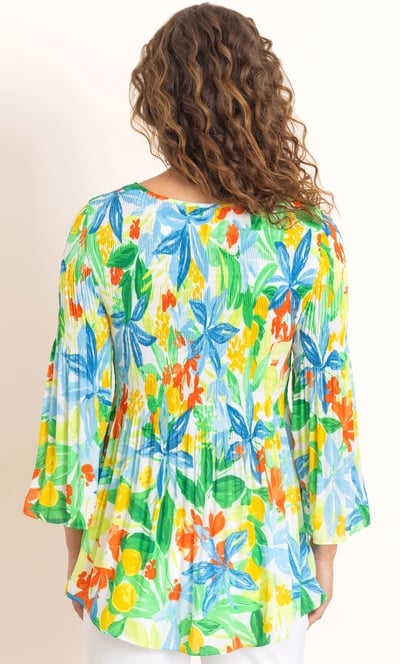 Anna Rose Bouquet Print Pleated Top